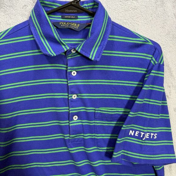 Polo Golf Ralph‎ Lauren Men's Small Blue Pima Cotton Striped Shirt Netjets